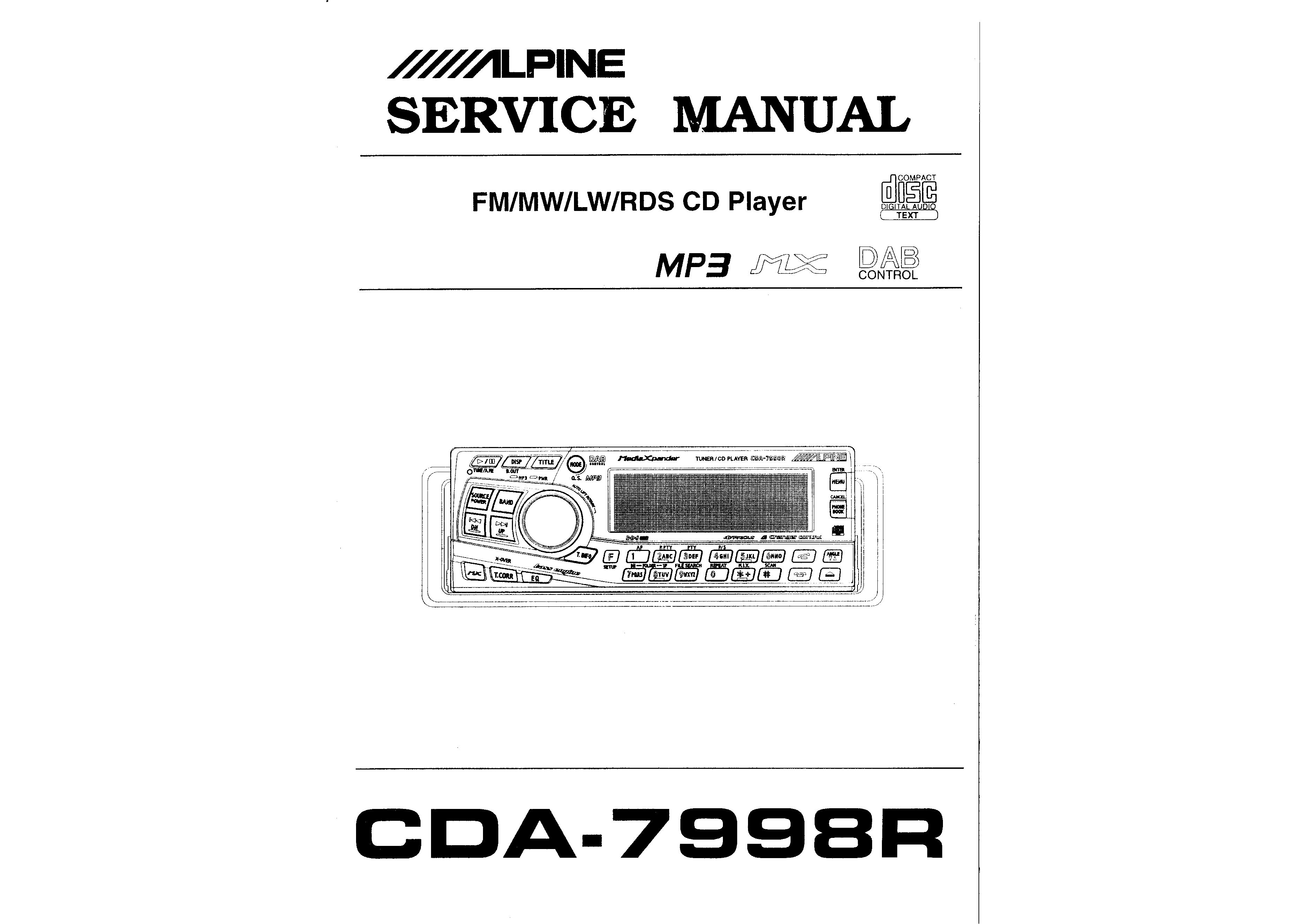 Service Manual for ALPINE CDA-7998R - Download