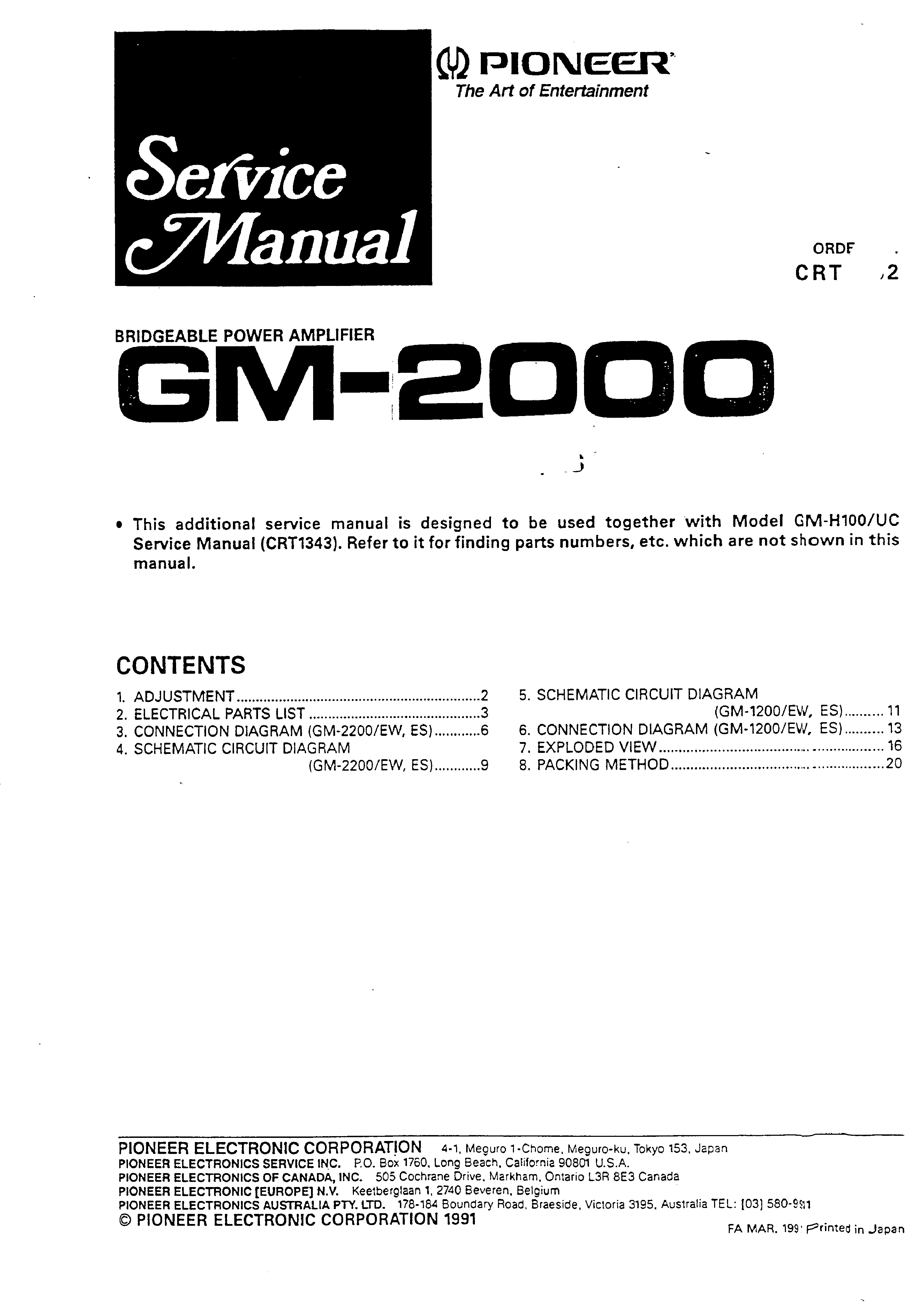 Service Manual for PIONEER GM2200 - Download