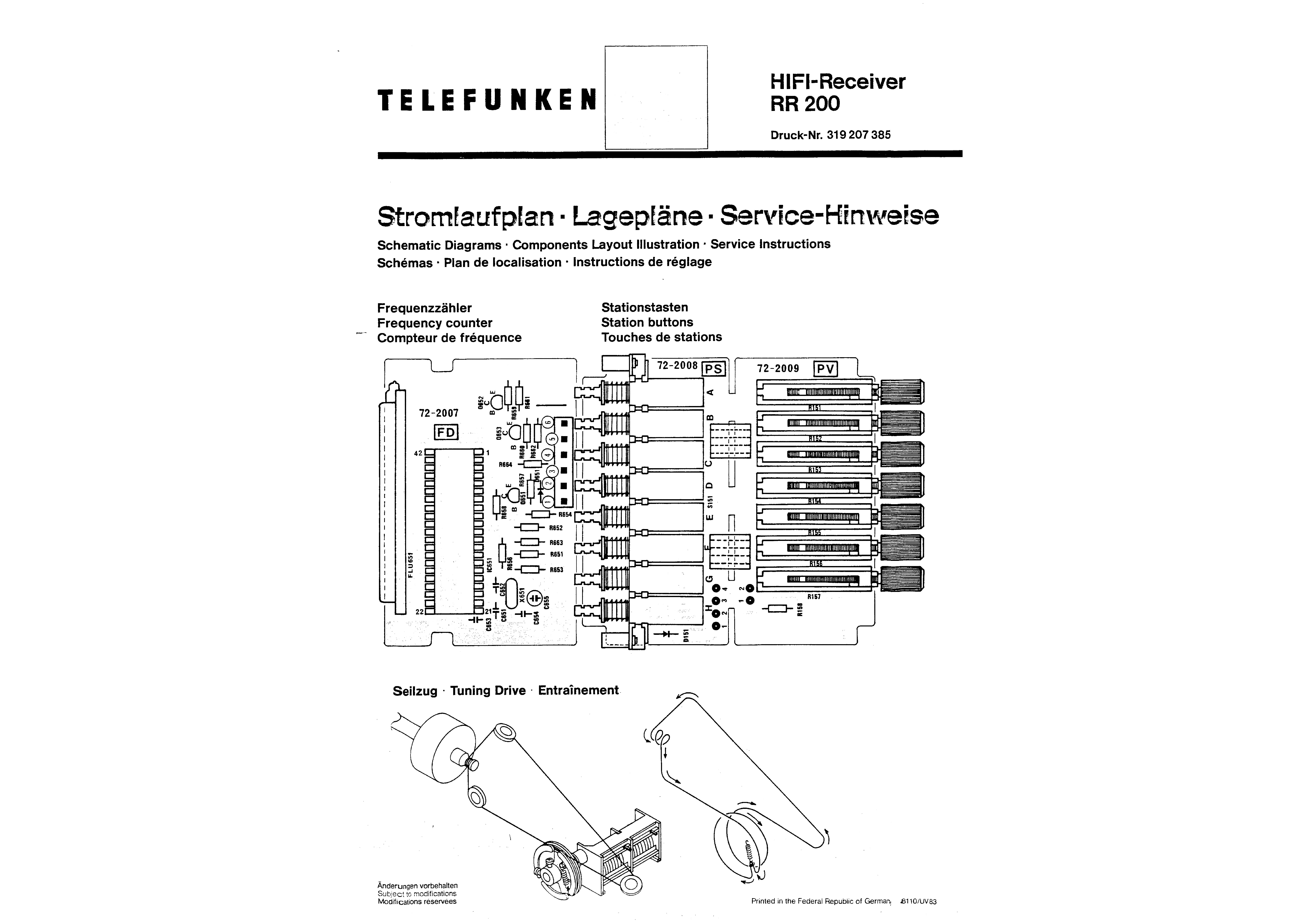Service Manual-Anleitung für Telefunken RR 200 