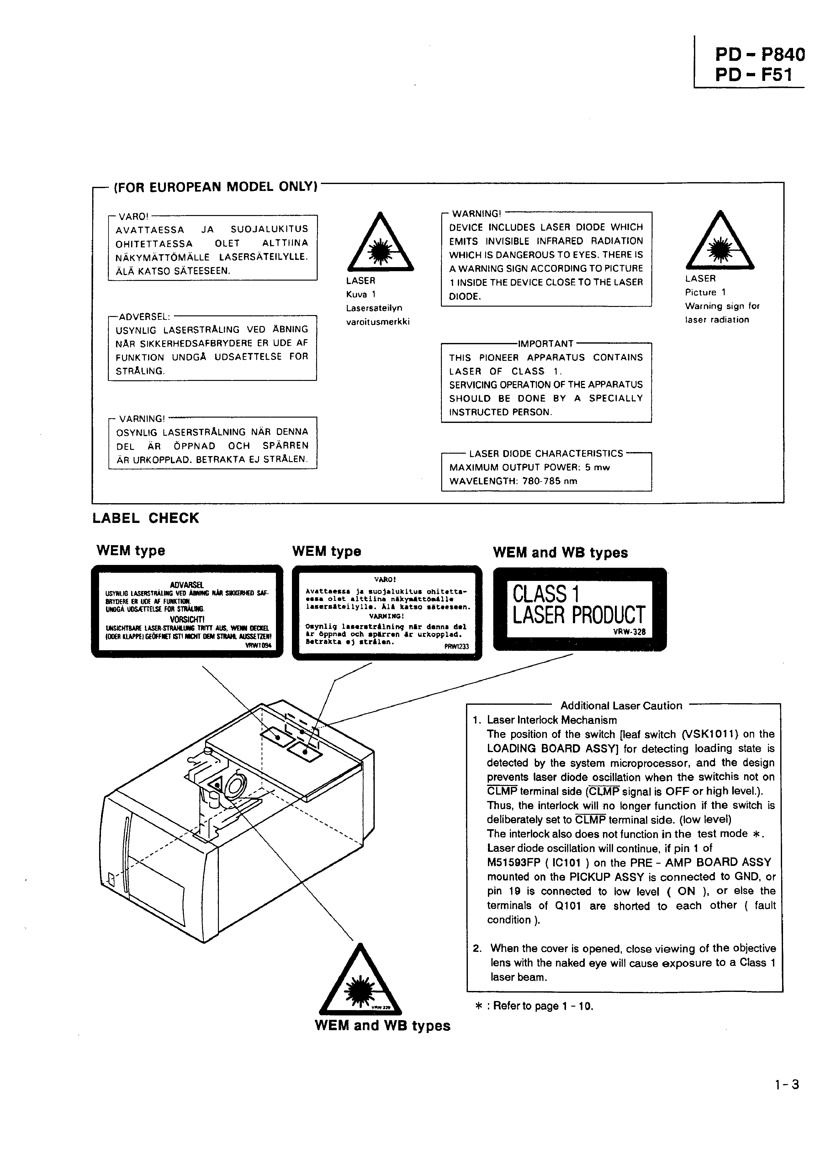 Service Manual for PIONEER PD-P840F-K - Download