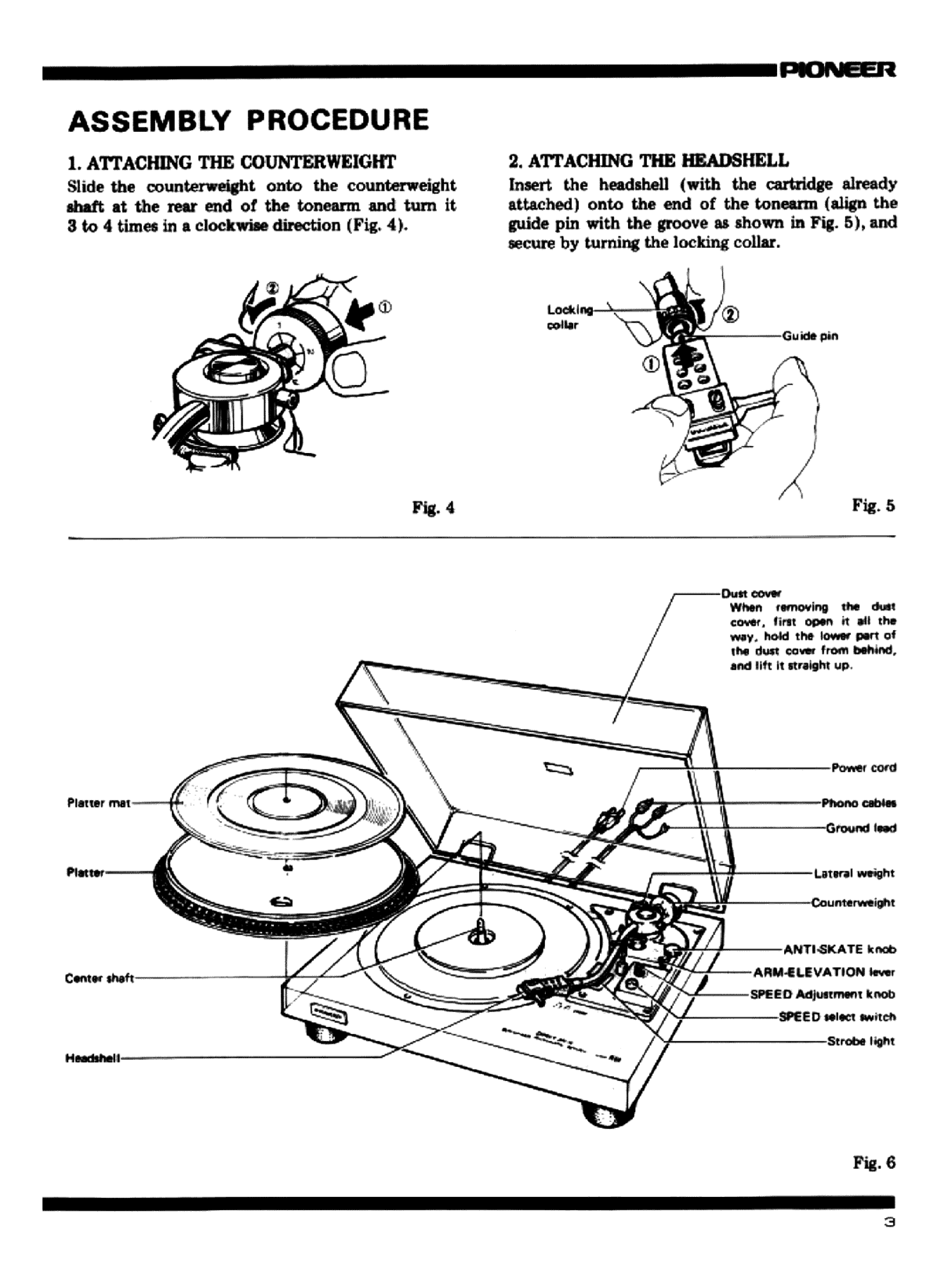 Owner's Manual for PIONEER PL-518 - Download