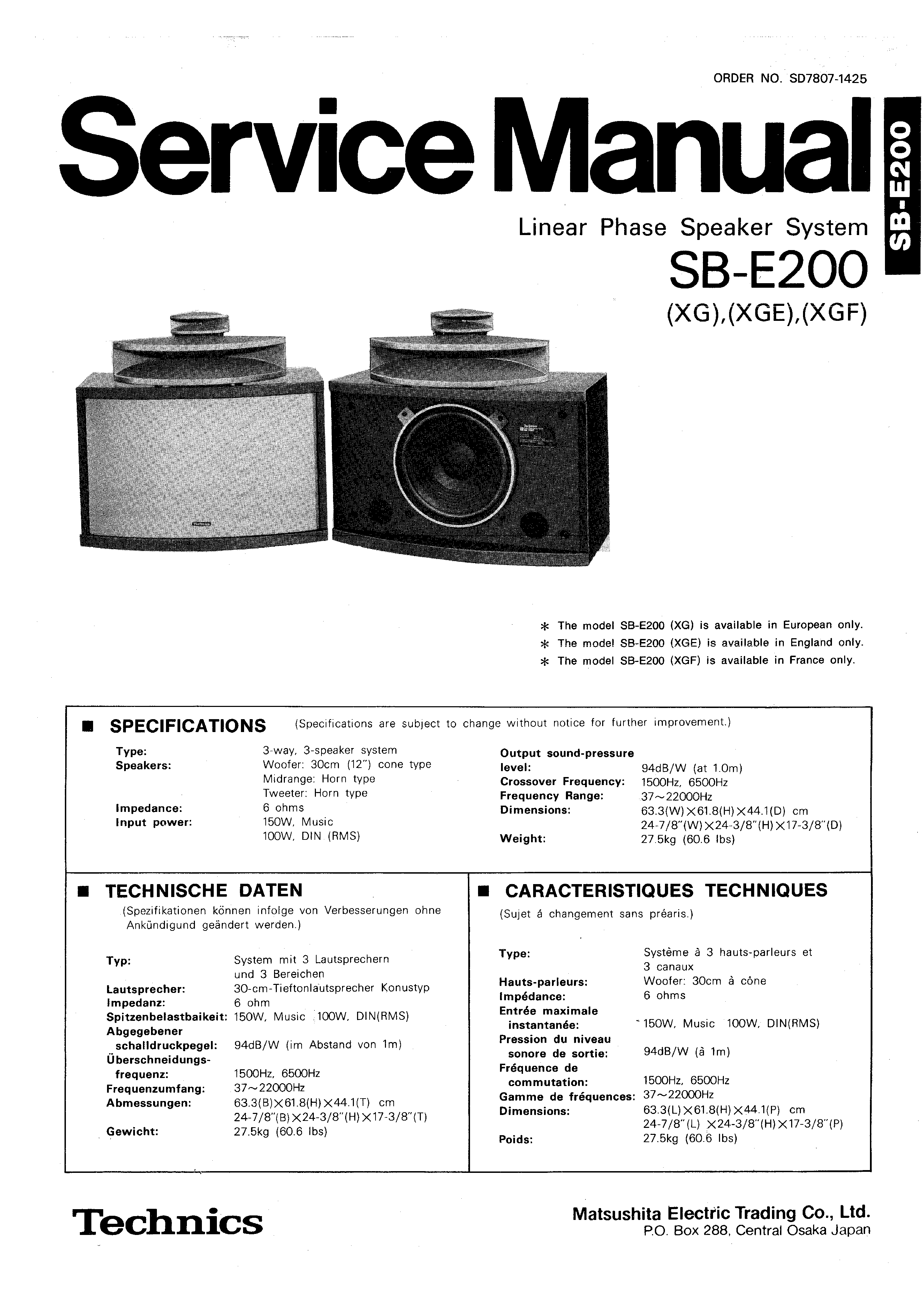 Service Manual For Technics Sb E0 Download